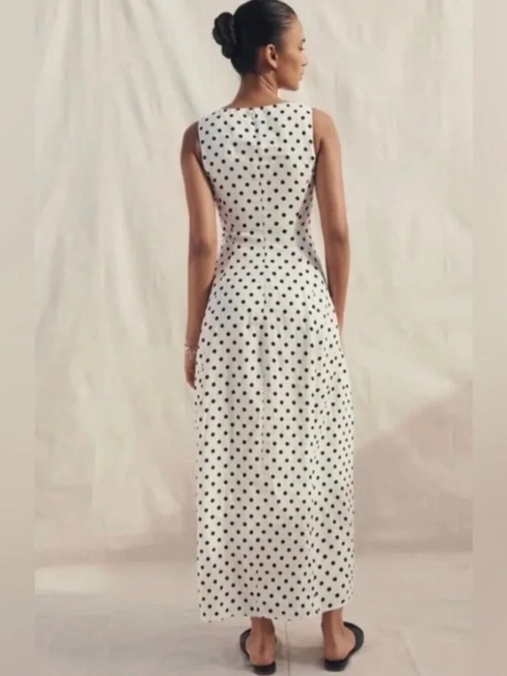 REFORMATION Jaylen Linen Maxi Dress in Polka Dot NWOT - Picture 3 of 9
